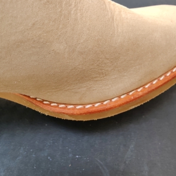 ALL BLACK Low Ankle Booties  Burgundy/Beige Leather Suede Women's Shoes Size 7 - Picture 5 of 7